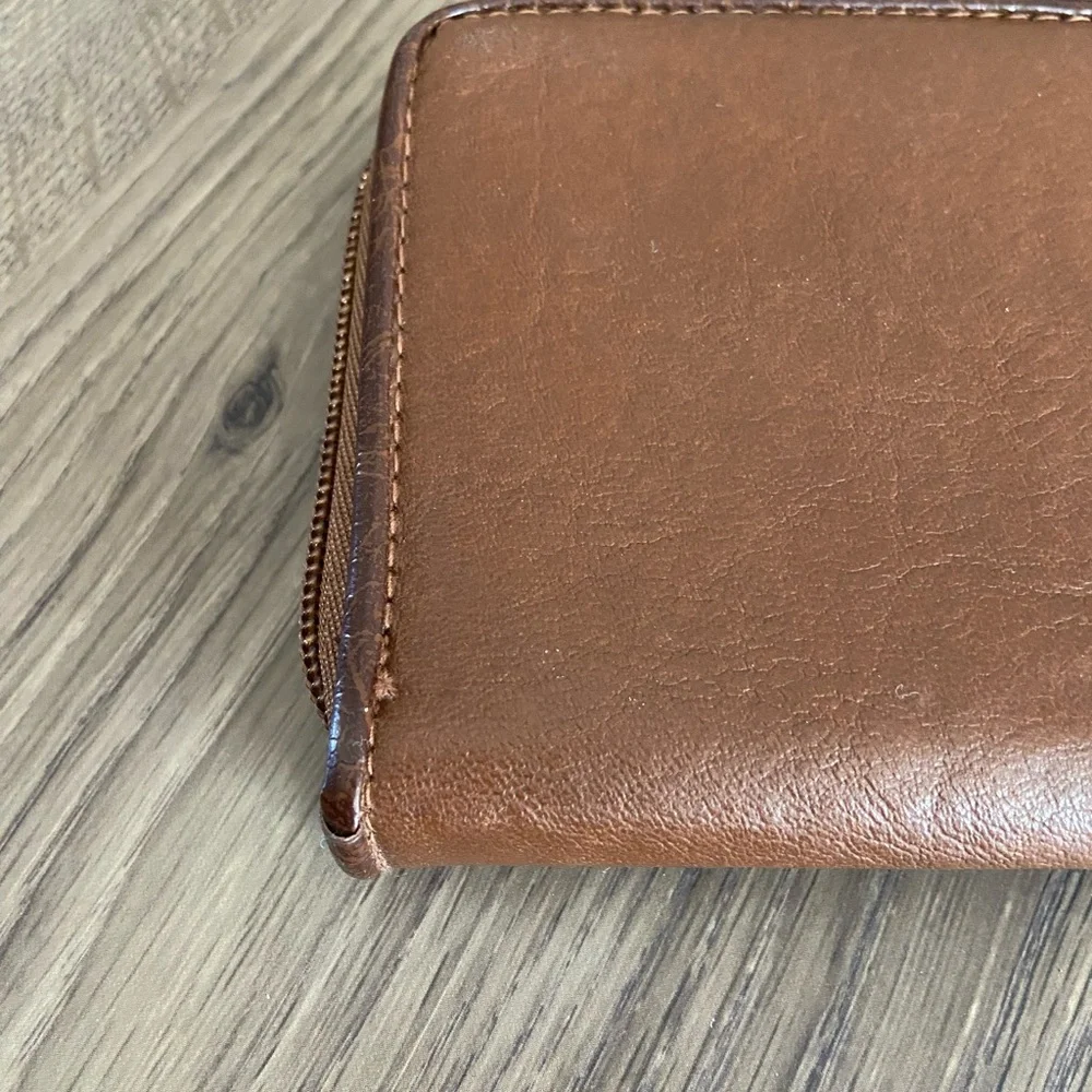 Rosetti Brown Faux Leather Zip Around Wallet